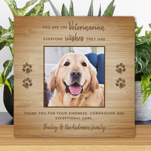 Veterinarian Appreciation Pet Photo Thank You Plaque