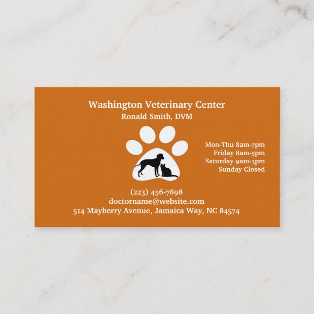 Veterinarian Business Card Appointment Template (Front)
