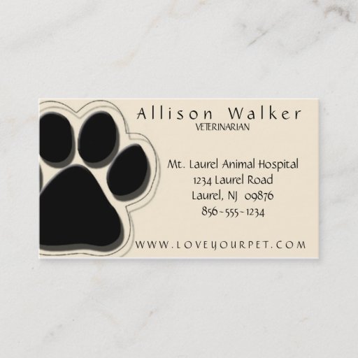 Customizable Veterinarian Business Card Black