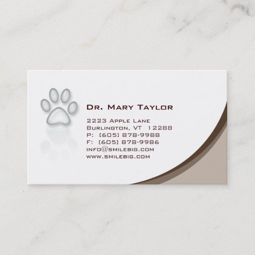 Customizable Veterinarian Business Card brown curve