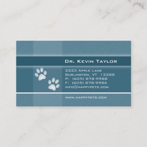 Customizable Veterinarian Business Card Denim Blue Paws