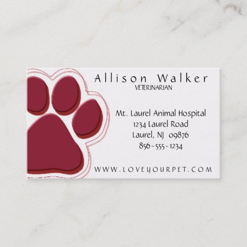 Veterinarian Business Card in Red