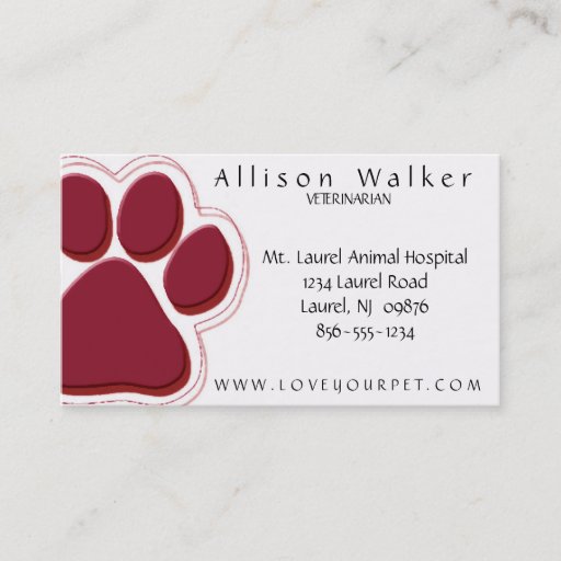 Customizable Veterinarian Business Card in Red