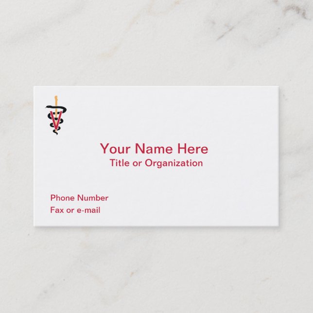 Veterinarian Caduceus Business Card (Front)