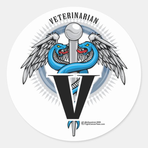 Veterinarian Caduceus Classic Round Sticker