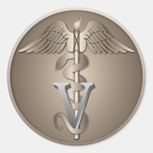 Veterinarian Caduceus Classic Round Sticker