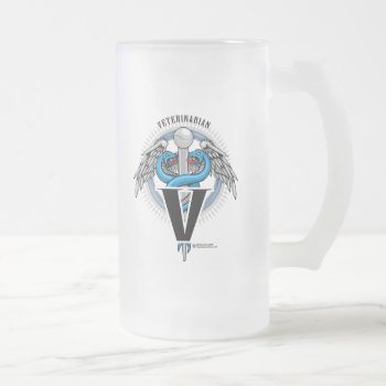 Veterinarian Caduceus Frosted Glass Beer Mug by fightcancertees at Zazzle