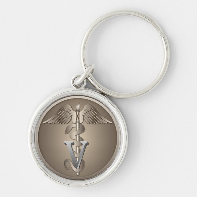 Veterinarian Caduceus Keychain (Front)