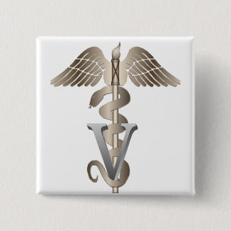 Veterinarian Caduceus Pinback Button