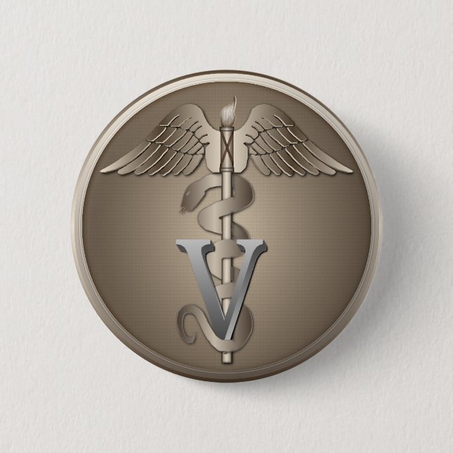 Veterinarian Caduceus Pinback Button (Front)