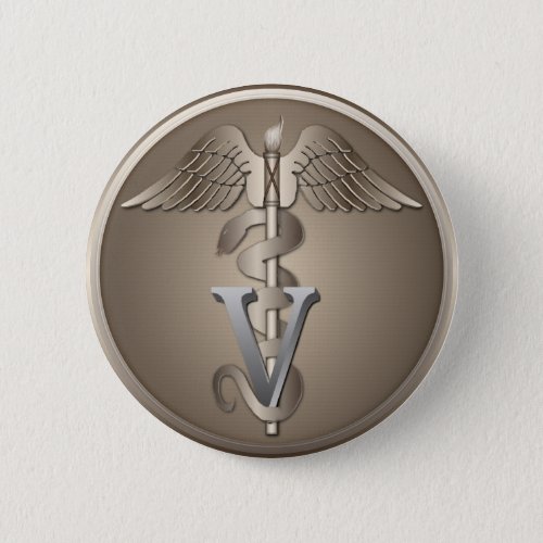 Veterinarian Caduceus Pinback Button