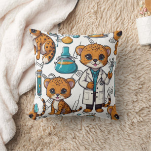 Veterinarian Cheetah Injection Print Throw Pillow