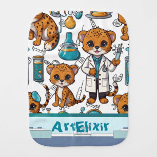 Veterinarian Cheetah Print Baby Burp Cloth