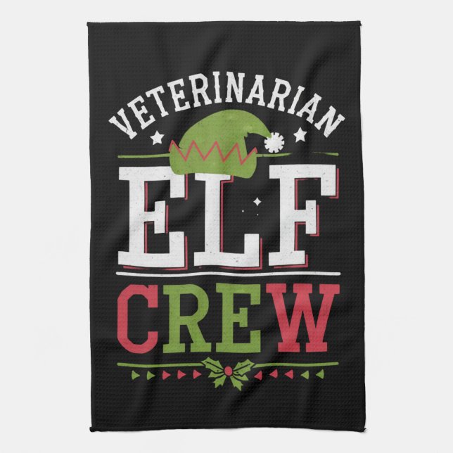 Veterinarian Christmas Elf Veterinary Technician  Kitchen Towel (Vertical)