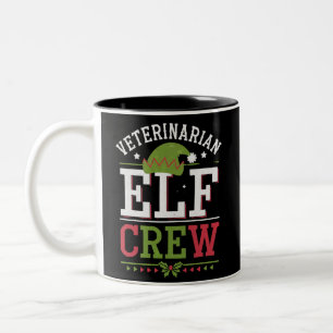 Veterinarian Christmas Elf Veterinary Technician  Two-Tone Coffee Mug