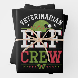 Veterinarian Christmas Elf Veterinary Technician Wrapping Paper Sheets