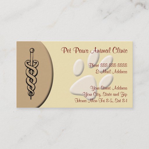 Customizable Veterinarian Clinic Animal Hospital Business Card