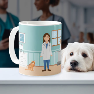 Veterinarian Clinic Vet Doctor Woman Custom Name Coffee Mug