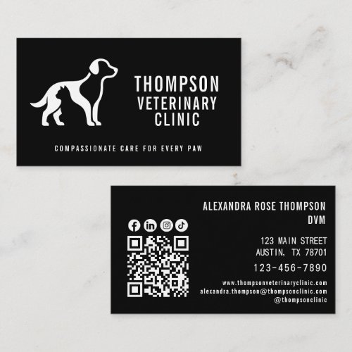 Veterinarian Clinic Vet Pet Qr Code Social Icon Business Card