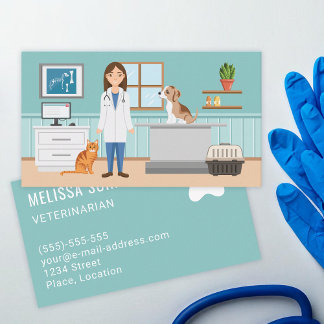 Veterinarian Clinic Vet Woman Pet Animal Doctor Business Card