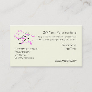 Veterinarian - Cute Piggy in Pink and Stethoscope Business Card