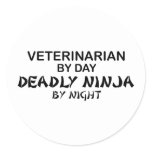 Veterinarian Deadly Ninja Classic Round Sticker