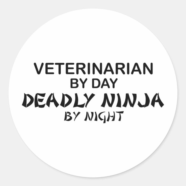 Veterinarian Deadly Ninja Classic Round Sticker (Front)