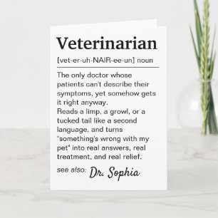Veterinarian Definition Personalized Thank You Card