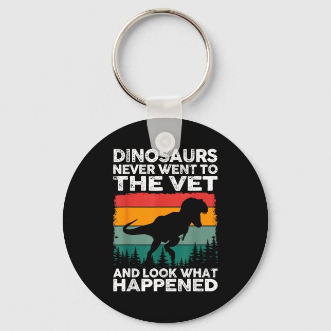 Veterinarian Dinosaur Funny Vet Life Animal Rescue Keychain (Front)
