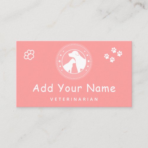 Veterinarian Dog Cat Icon Pet Health Care Pretty Business Card