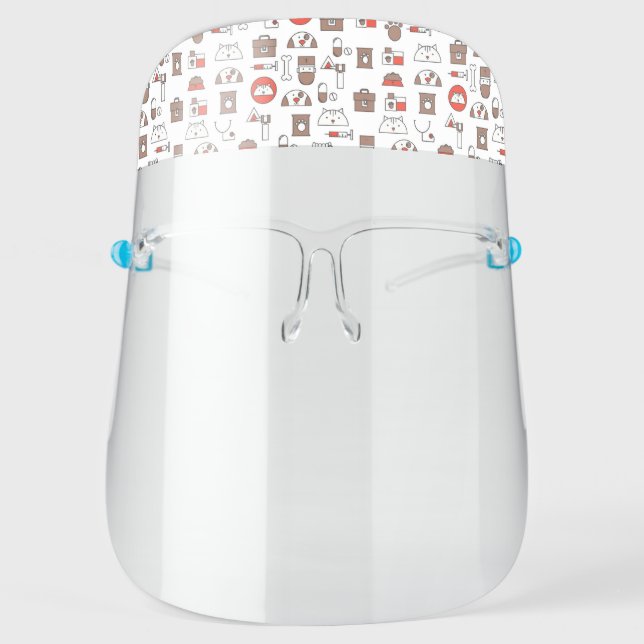 Veterinarian Dog Cat Pattern For Vet Face Shield (Front)