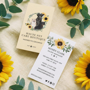 Veterinarian Dogs Sunflower Floral Wreath Pet Care Business Card