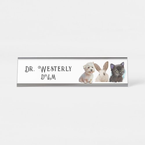 Veterinarian DVM Dog Cat Bunny Desk Name Plate
