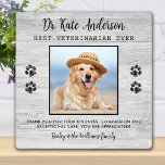 Veterinarian Gift Custom Pet Dog Photo Thank You  Plaque<br><div class="desc">Say 'Thank You' to your wonderful veterinarian with a cute personalized pet photo plaque from the dog! Personalize with the pet's name & favorite photo. This veterinary appreciation gift will be a treasure keepsake. Customize 'Best Veterinarian Ever' for Vet Assistant, Vet Tech or Veterinary Title. COPYRIGHT © 2020 Judy Burrows,...</div>