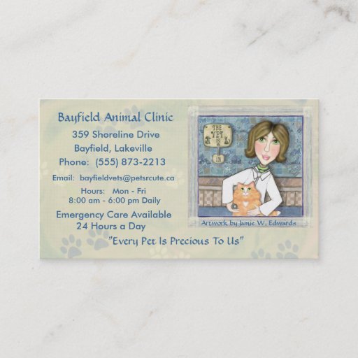 Customizable Veterinarian &amp; Ginger Persian Cat Business Cards