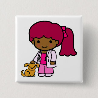 Veterinarian Girl Pinback Button
