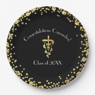 Veterinarian Gold Graduation Paper Plates