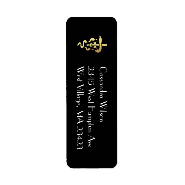 Veterinarian Gold Graduation Return Address Label (Front)