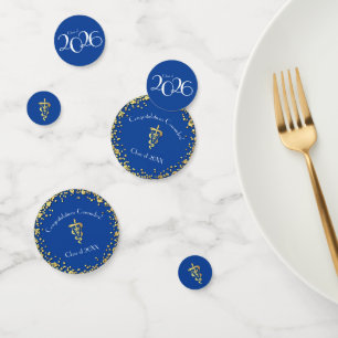 Veterinarian Graduation Blue Gold Confetti