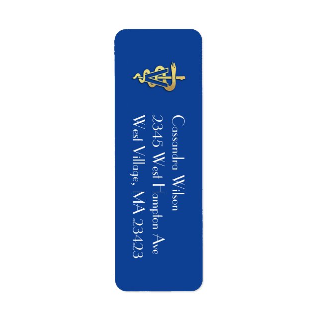 Veterinarian Graduation Blue Gold Return Address Label (Front)