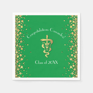Veterinarian Graduation Green Gold Napkins