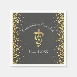 Veterinarian Graduation Grey Gold Napkins