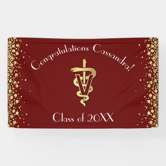 Veterinarian Graduation Maroon Gold  Banner (Horizontal)