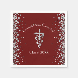 Veterinarian Graduation Maroon Silver Napkins