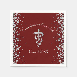 Veterinarian Graduation Maroon Silver Napkins