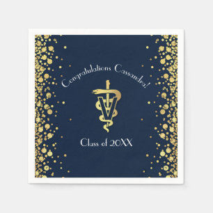 Veterinarian Graduation Navy Blue Gold Napkins
