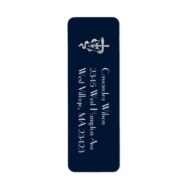 Veterinarian Graduation Navy Blue Silver Label (Front)