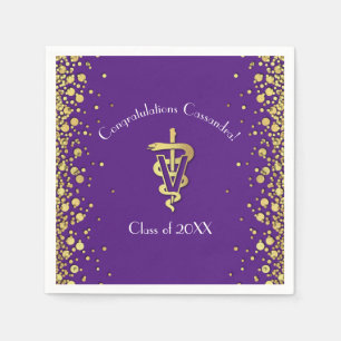 Veterinarian Graduation Purple Gold Napkins
