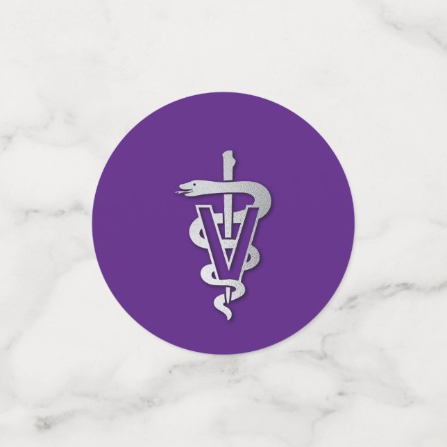 Veterinarian Graduation Purple Silver Confetti (Small Front)