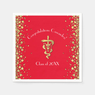 Veterinarian Graduation Red Gold Napkins